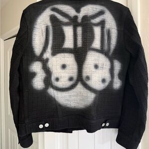 Givenchy x Chito collab Black Jean Jacket with hand painted art on the back